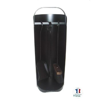 Serviteur de cheminée - Modèle Chaudron - Acier verni noir - 3 accessoires