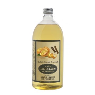 Savon de Marseille liquide, orange & cannelle - Marius Fabre - 1 L
