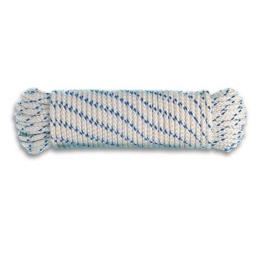 Corde polypropylène tressée - 1 T - Ø 10 mm - Longueur 7,5 m - Blanc-Bleu