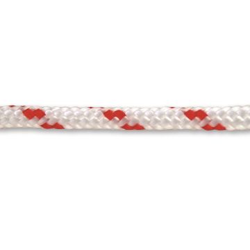 Corde polypropylène tressée - Ø 6 mm - Blanc-Rouge - Vente au mètre linéaire