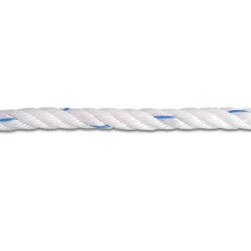 Corde polypropylène torsadée - 612 Kg - Ø 10 mm - Blanc-Bleu - Vente au mètre linéaire