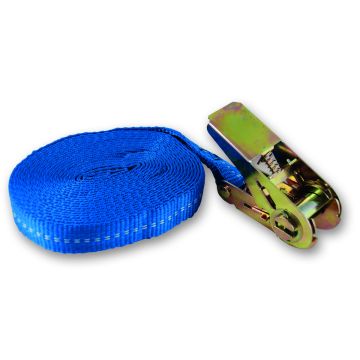 Sangle polypropylène avec tendeur à cliquet - Longueur 5 m - Largeur 25 mm - 260 Kg - Bleu