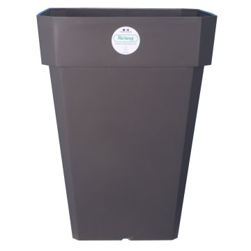 Pot de fleurs Soleilla carré haut - Riviera System - Gris - 39 x 39 x 53 cm