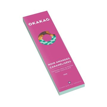 Tablette chocolat noir aux amandes caramélisées - Okakao - 65% - 40 gr