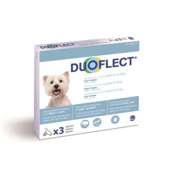 Duoflect x 3 pour chien de 10 à 20 kg - Traitement contre les puces et les tiques