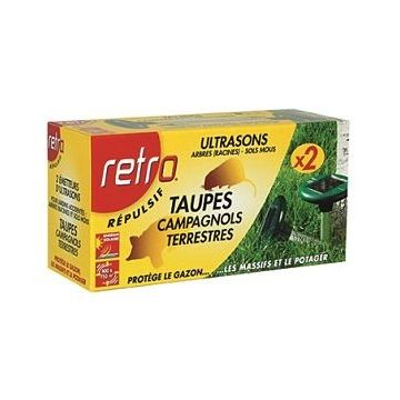 RETRO Répulsif TAUPES - Campagnols terrestres Jardins accidentés Energie solaire - SOJAM