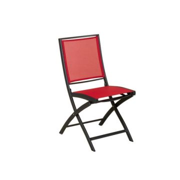 Chaise pliante Keneah - Les jardins - Allu Gris Anthracite et Tissu Corail