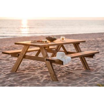 Table forestière + 2 bancs rabattables - Kbeo Ekju Sia - 177x154x74 cm