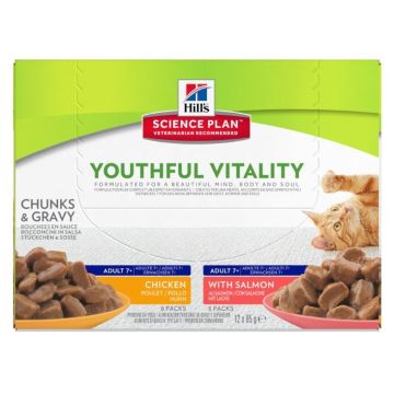Aliment chat Science Plan Youthful Vitality - Hill's - 12 x 85 g 