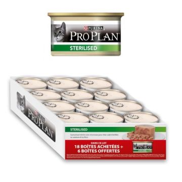 Proplan Sterilised - Terrine au saumon et thon - chat adulte - 18 x 85 g + 6 gratuites