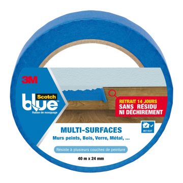 Masquage multi-surfaces Scotchblue - 3M - Bleu - 40 m x 24 mm