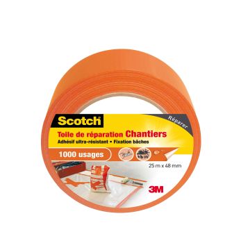 Toile de réparation Chantiers Scotch - 3M - Orange - 25 m x 48 mm