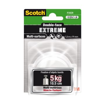 Double face extrême - 3M - Blanc - 1,5 m x 19 mm