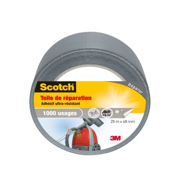 Toile de réparation Scotch - 3M - Gris - 25 m x 48 mm
