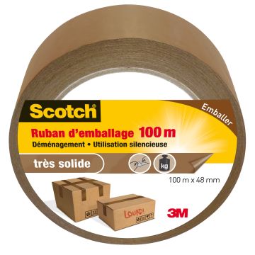 Ruban d'emballage Scotch - 3M - Marron - 100 m x 48 mm