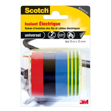 Ruban isolant électrique Scotch - 3M - 4 x 10 m x 15 mm