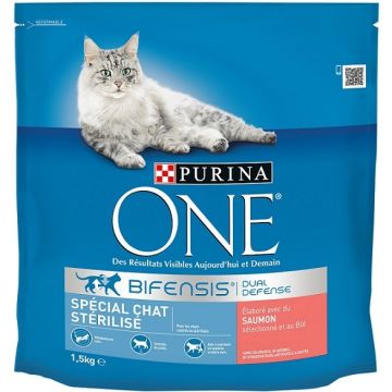 Croquette spécial chat stérilisé - Purina One - saumon - 1.5 kg