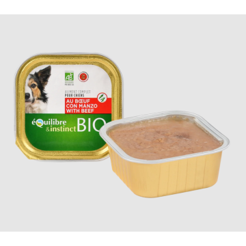 Pâtée Bio pour chien adulte - Équilibre & Instinct - Bœuf et Légumes - 300 g