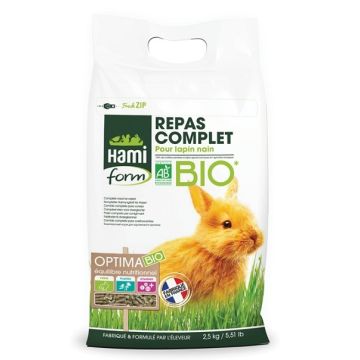 Repas complet pour lapin nain - Hami Form - Optima bio - 2,5 kg