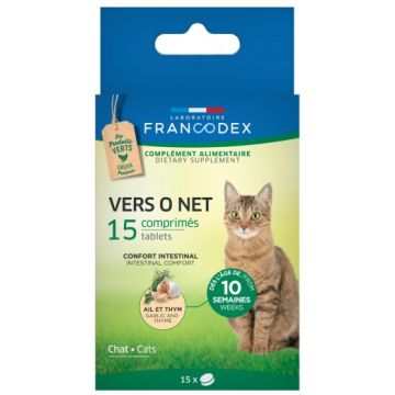 VERS O NET, COMPRIMÉS - FRANCODEX - POUR  CHATS - BOITE DE 15 COMPRIMÉS