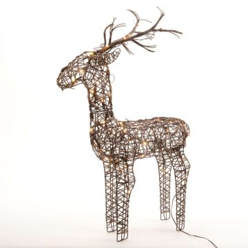 Cerf en osier, lumineux à leds H104 cm