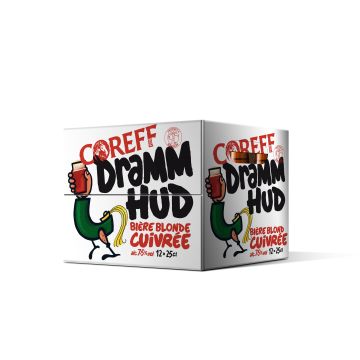 Pack de Bière Blonde Cuivrée Dramm Hud - COREFF - 12 x 25 cl