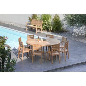 Table ronde d'extérieur teck brut - Médicis - Ø 170 mm