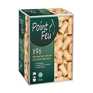 Allume feu laine de bois - Point Feu - Boîte de 96