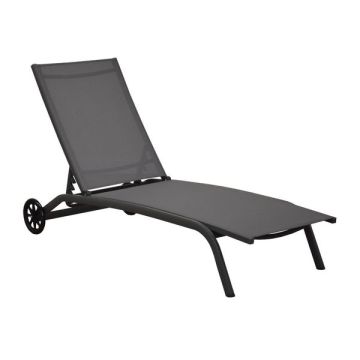 Lit de soleil Celio - Alizé - 192 x 71 x 30/92 cm - Gris / Gris