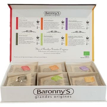 Coffret découverte thés et rooibos bio grandes origines - Baronny's - 48 sachets