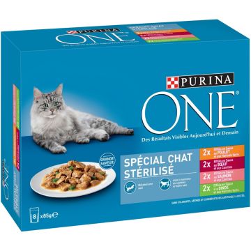Effilés en sauce multivariétés - Pour chat stérilisé - 8x85g - Purina One