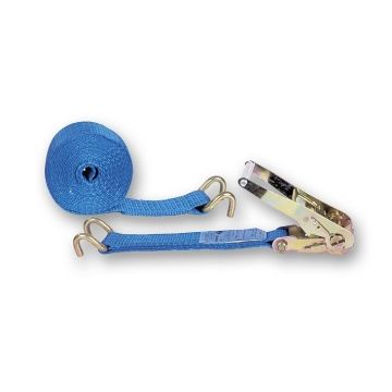 Sangle d'arrimage avec tendeur à cliquet + 2 crochets ouverts - Chapuis Jean - Polyester - 50 mm x 6 m - Bleu