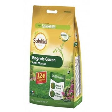 Engrais gazon anti-mousse - Solabiol - 350 m² - 14 kg 