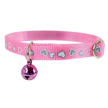 Collier réglable réfléchissant Cœur pour chat - Zolux - 30 cm - Rose