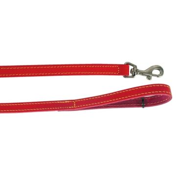 Laisse cuir Piqué simple pour chien - Zolux - 1 m / 12 mm - Rouge