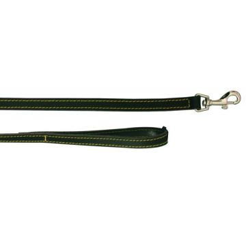 Laisse cuir Piqué simple pour chien - Zolux - 1 m / 12 mm - Noir
