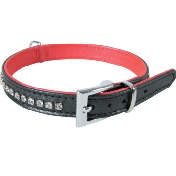 Collier cuir strass Victoria pour chien - Zolux - 25 cm - Noir