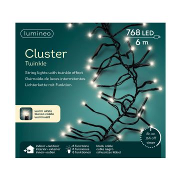 Guirlande lumineuse grappes - Blanc chaud - 7 m - extérieur - câble noir