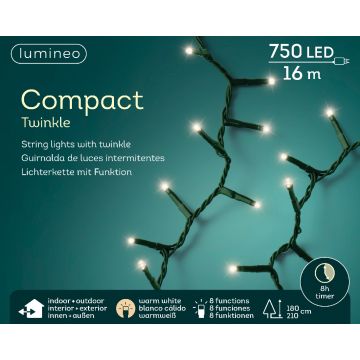 Guirlande lumineuse - Blanc chaud - 16 m - extérieur - câble vert