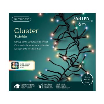 Guirlande lumineuse grappes - Multicolore - 7 m - extérieur - câble noir