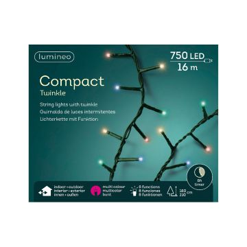 Guirlande lumineuse - Multicolore - 16 m - extérieur - câble vert