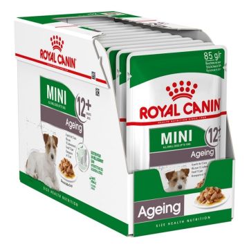 Boîte Mini Ageing 12+ en sauce pour chiens - Royal Canin - 12 x 85 g