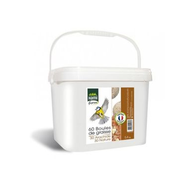 60 boules de graisse pour oiseaux - Nature et arachide - Hami Form