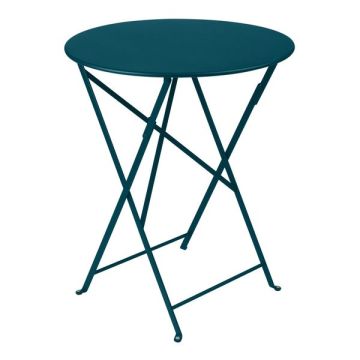 Table pliante Bistro - Fermob -  Ø 60 cm H 74 cm - Métal - Bleu acapulco