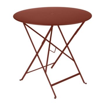 Table pliante Bistro - Fermob -  Ø 77 cm H 74 cm - Métal - Ocre rouge