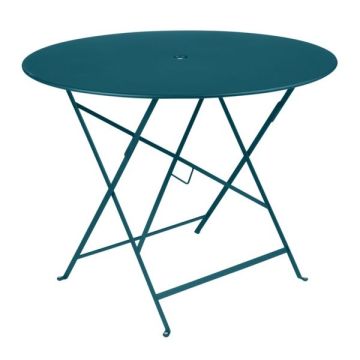 Table pliante Bistro - Fermob -  Ø 96 cm H 74 cm - Métal - Bleu acapulco