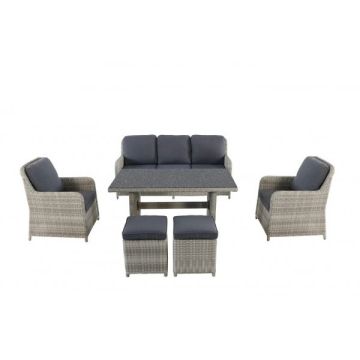 Set de jardin Lodrino - MWH - Résine Tressée - Gris clair/Anthracite