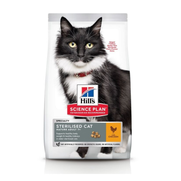 Croquettes feline mature sterilised - Science Plan - Poulet - Pour chats stérilisés, 7 ans + - Sac de 3 Kg