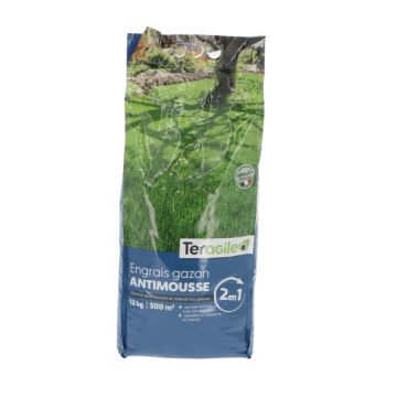 Engrais gazon antimousse double action 12 KG 320m² Teragile