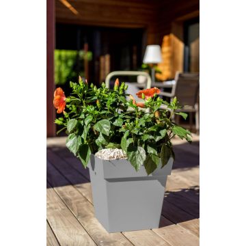 Pot bac carré Toscane 32 cm - EDA - 22 L - Gris